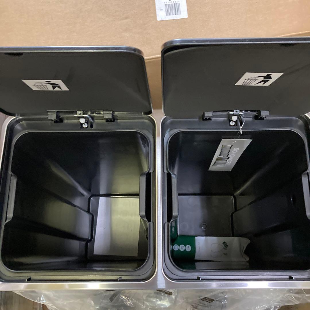 SONGMICS ゴミ箱 ダストボックス 2分別 ゴミ袋付 ペダル式 2x30L