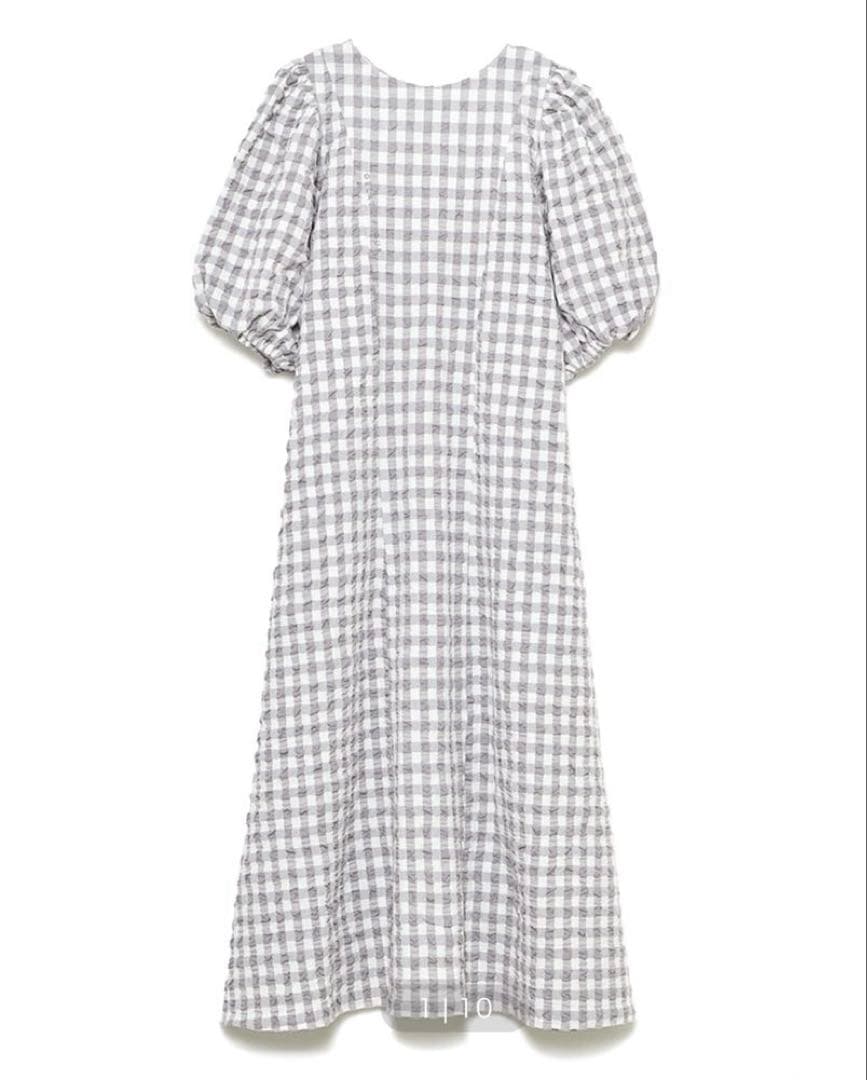 ジェラートピケ ギンガムチェックドレス　ワンピース　マタニティー　グレー
