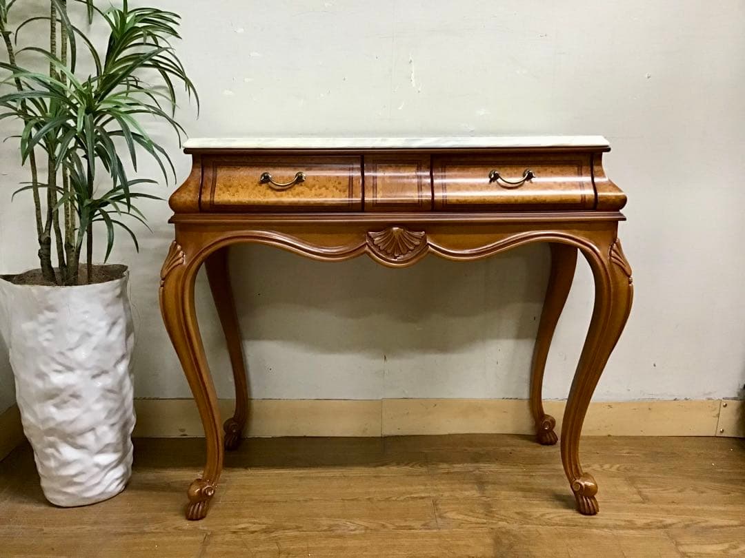 Pリン☆管27☆イタリア製☆アンティーク☆天板大理石☆コンソールテーブル