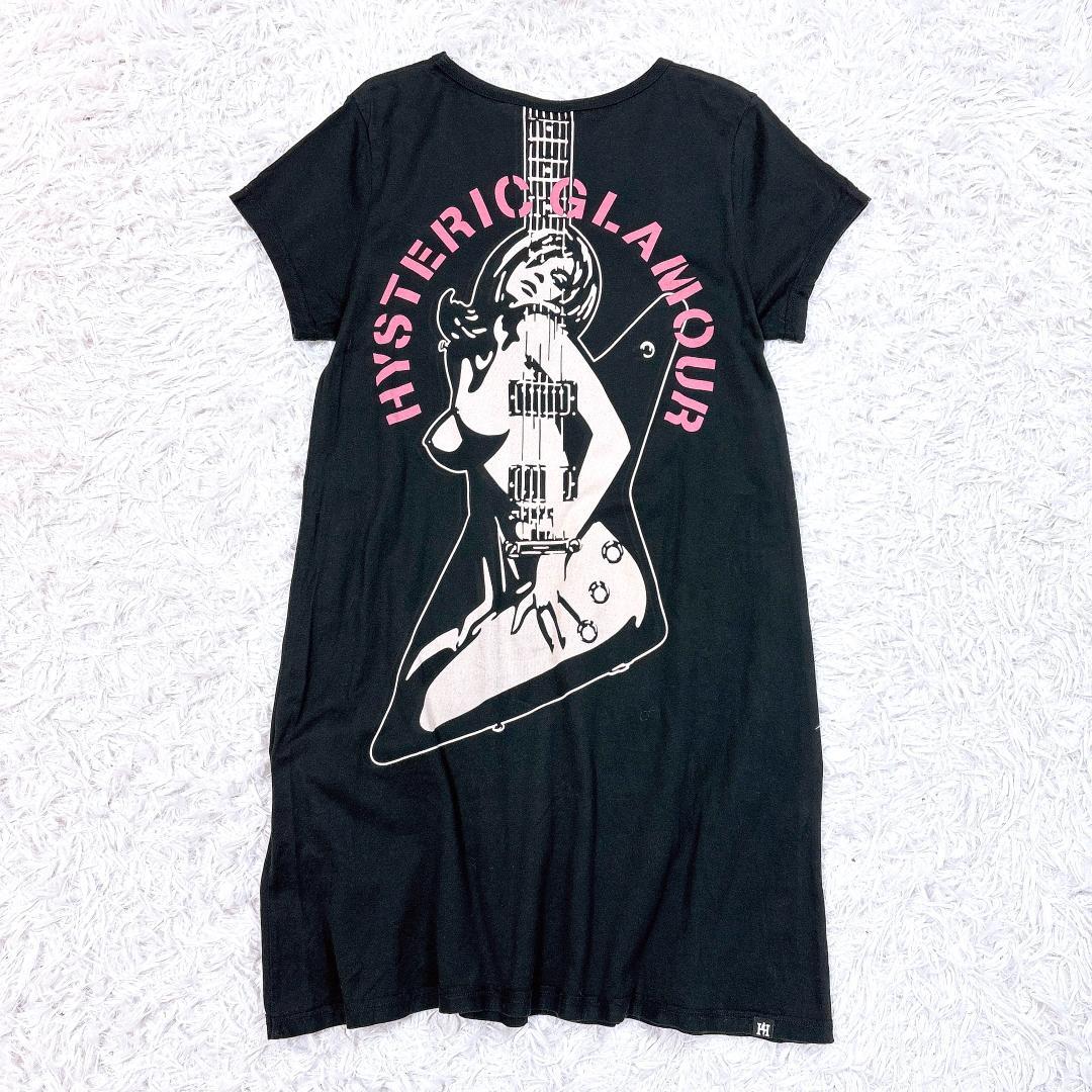 【美品】ヒステリックグラマー バックプリントワンピース ヒスガール ロゴ＆ギター