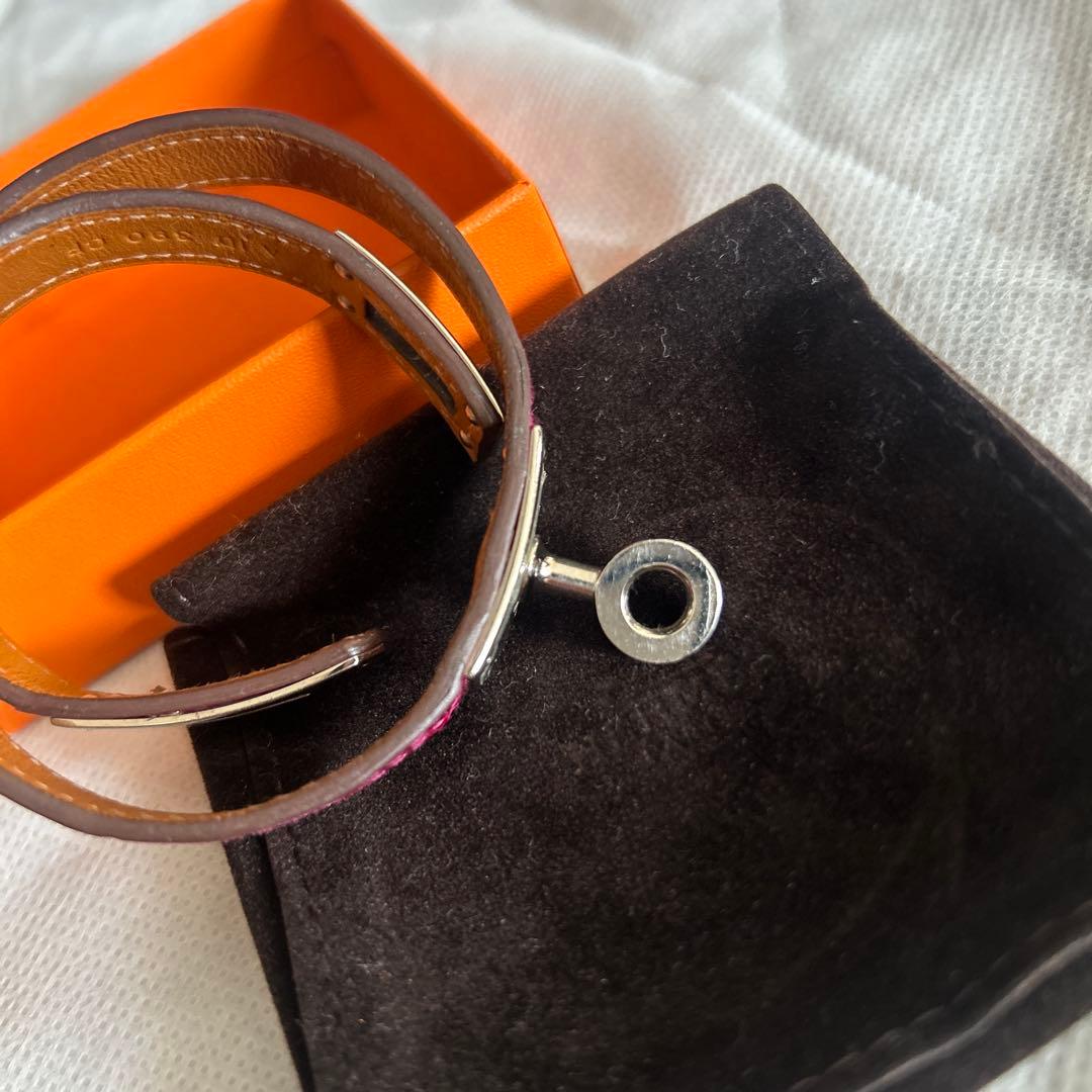 みこさま専用　エルメス　クロコ　ピンク　シルバー金具　バングル　ドゥブルトゥール