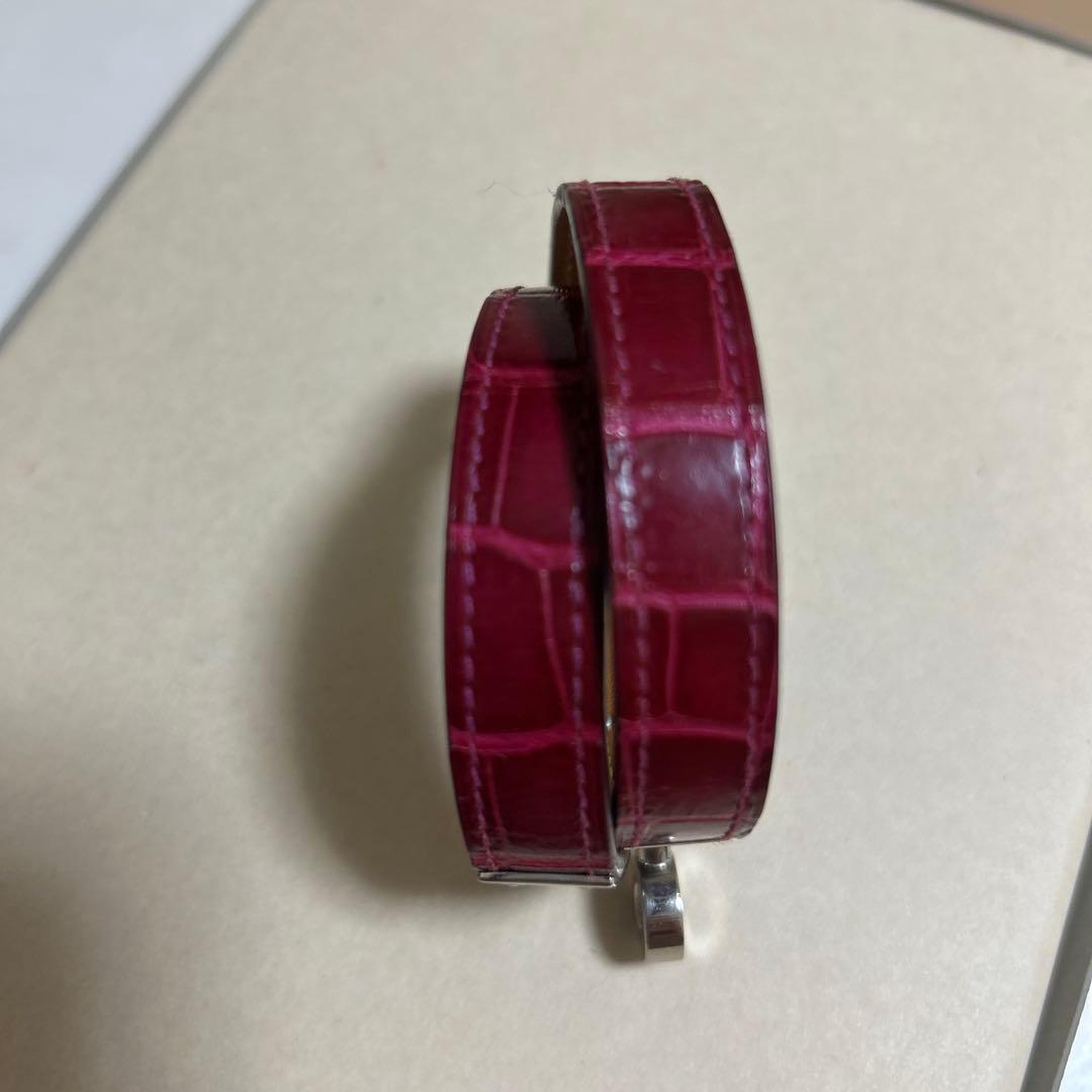 みこさま専用　エルメス　クロコ　ピンク　シルバー金具　バングル　ドゥブルトゥール