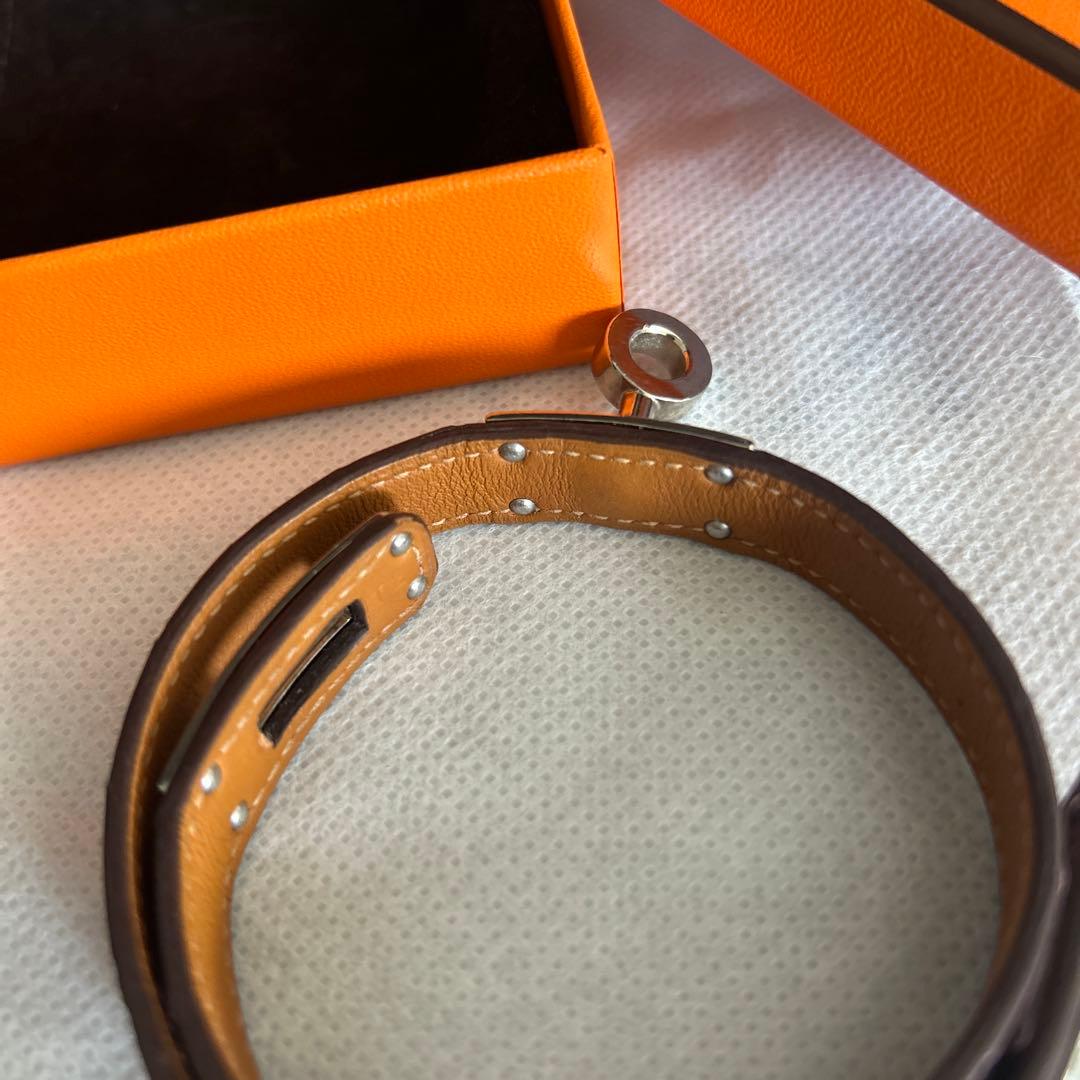 みこさま専用　エルメス　クロコ　ピンク　シルバー金具　バングル　ドゥブルトゥール