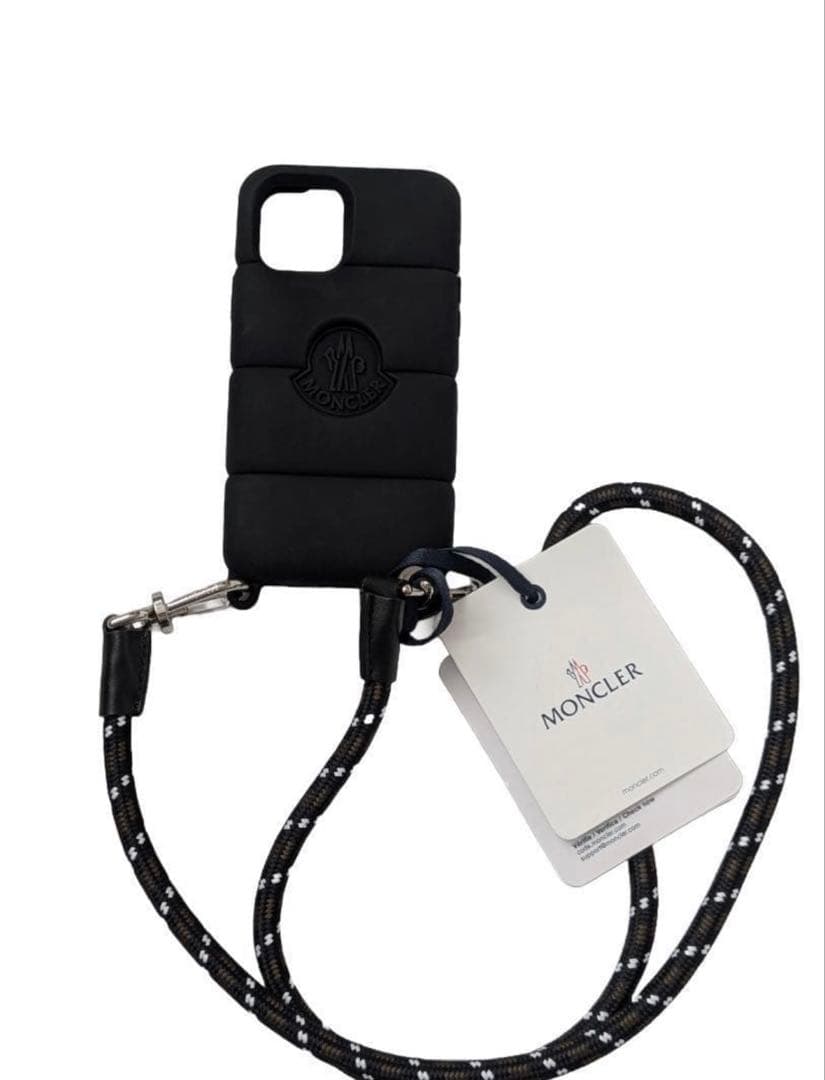 MONCLER ブラック iPhone12ケース ストラップ付き