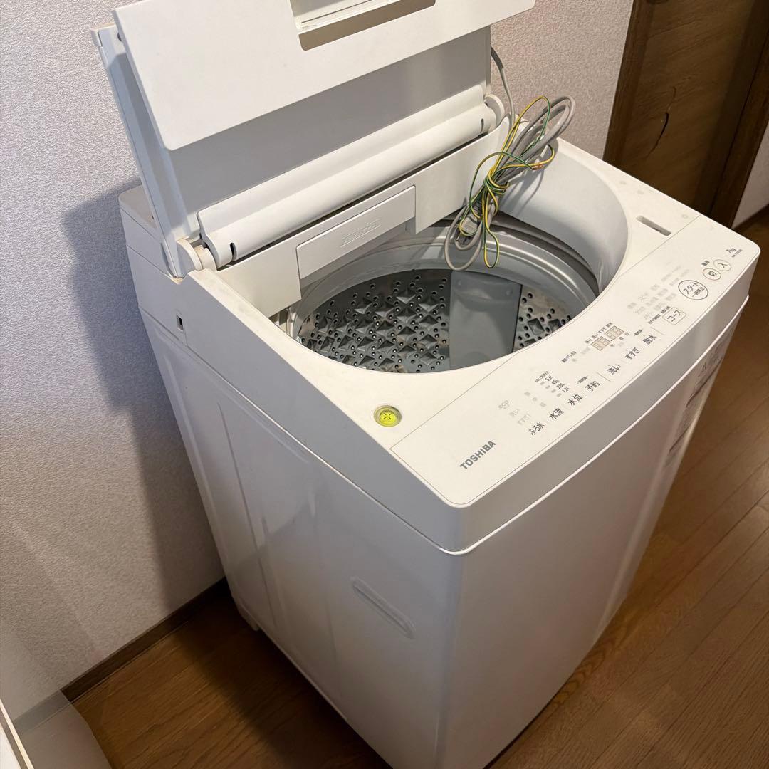 TOSHIBA 縦型全自動洗濯機 AW-7D5(W) 2017年製 調整脚付き
