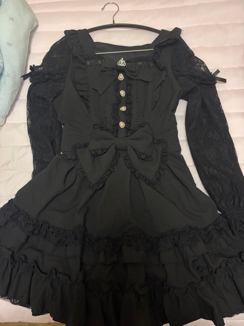 LIZLISA ティアラリボンティアードワンピース ブラック