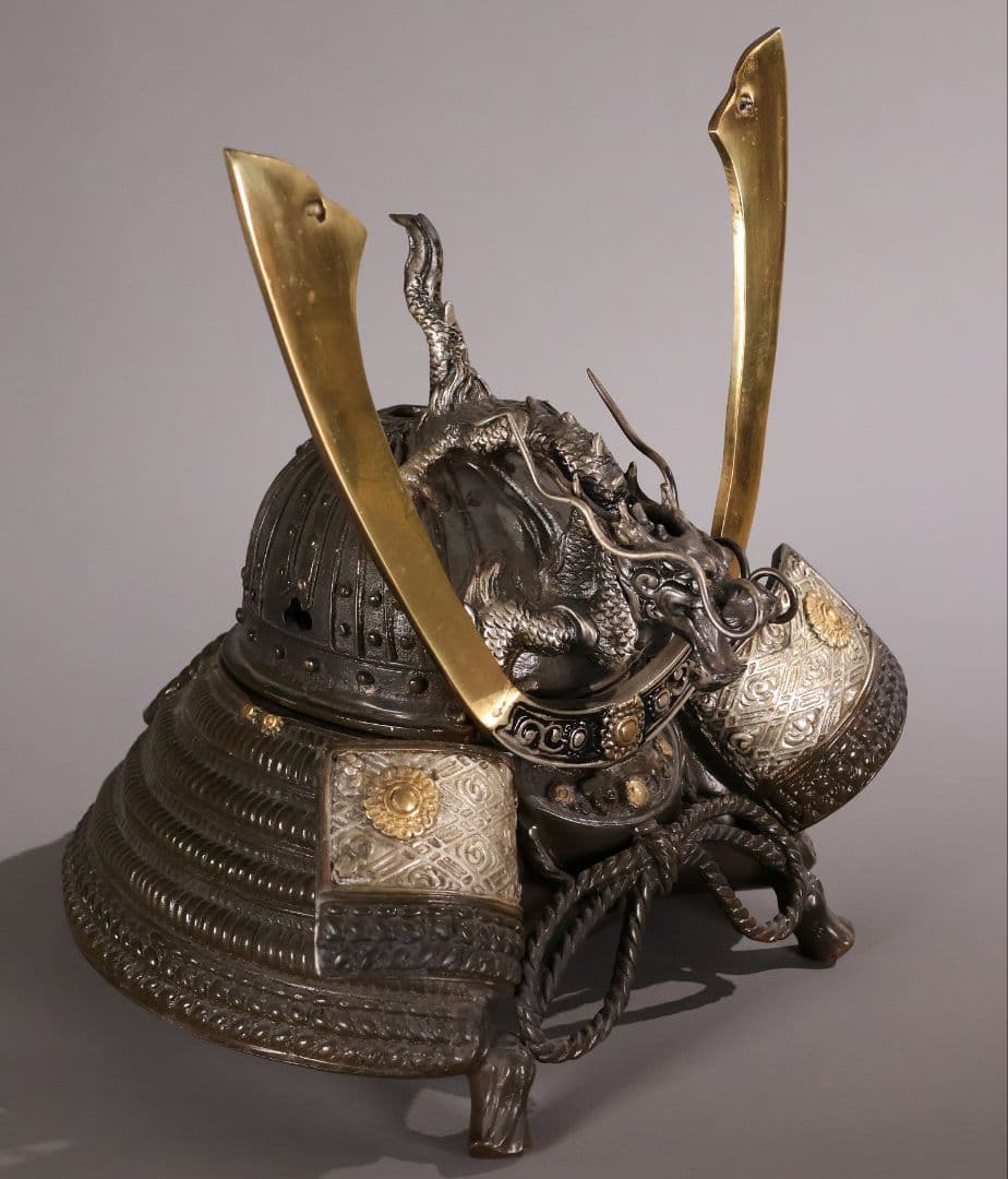 金工 龍光堂造 銅製 兜形 香炉 5374g 香道具 香爐 置物【MA756】