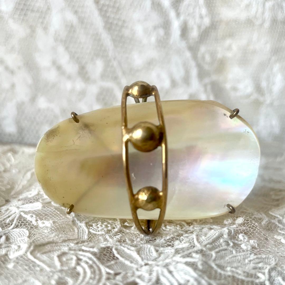 マザーオブパールのバギエ　ドールパニエにも　フランスアンティーク　白蝶貝　かご