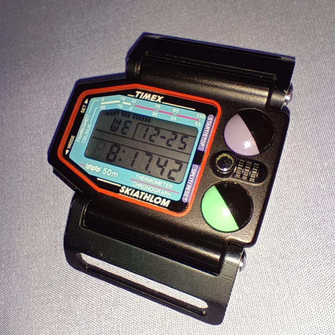 TIMEX SKIATHLOM本体のみ 汎用ベルト付 動作OKタイメックス豆球