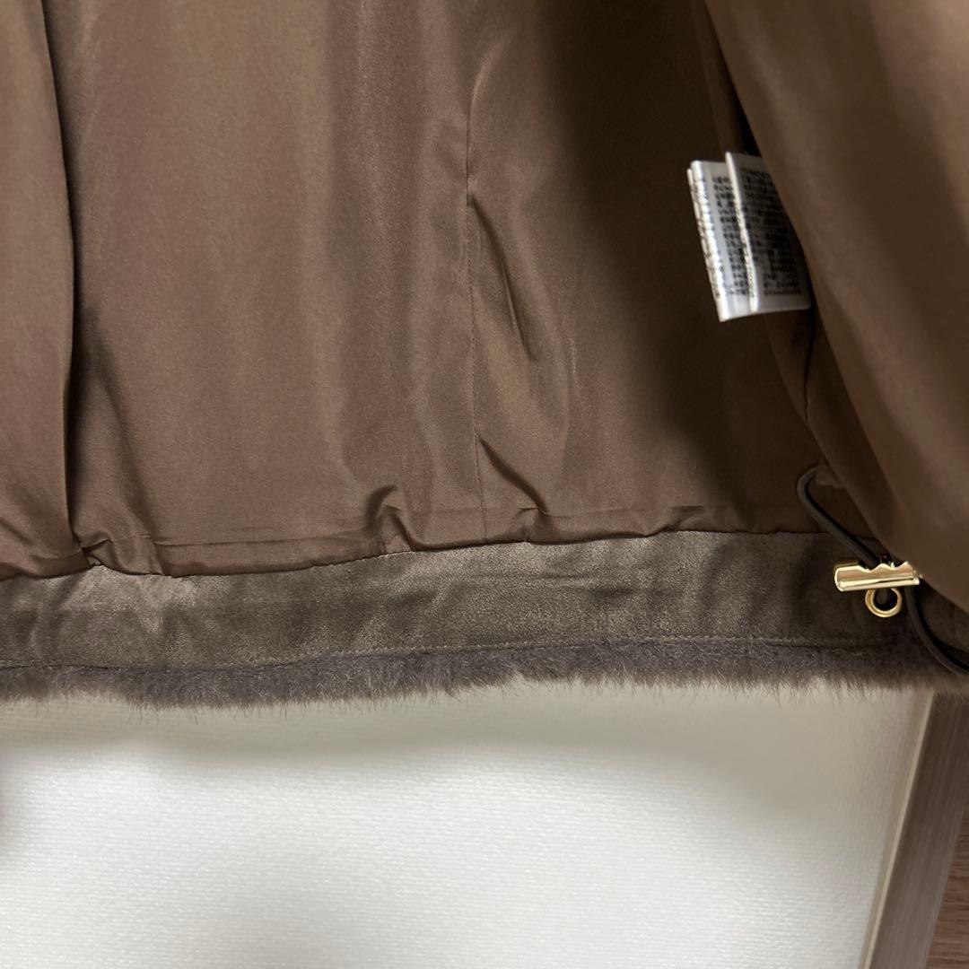 美品arpege story ファーフードジップベスト　茶 正規品　ゴールド金具