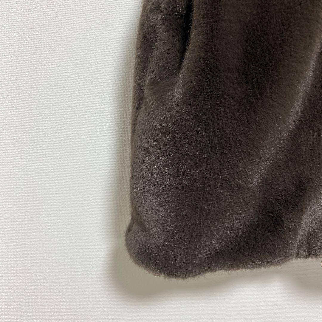 美品arpege story ファーフードジップベスト　茶 正規品　ゴールド金具