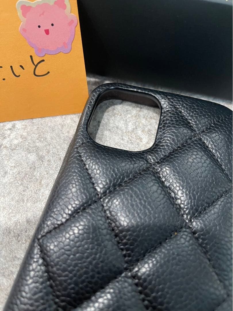 シャネル iPhone 12 ケース ブラック 確実正規品