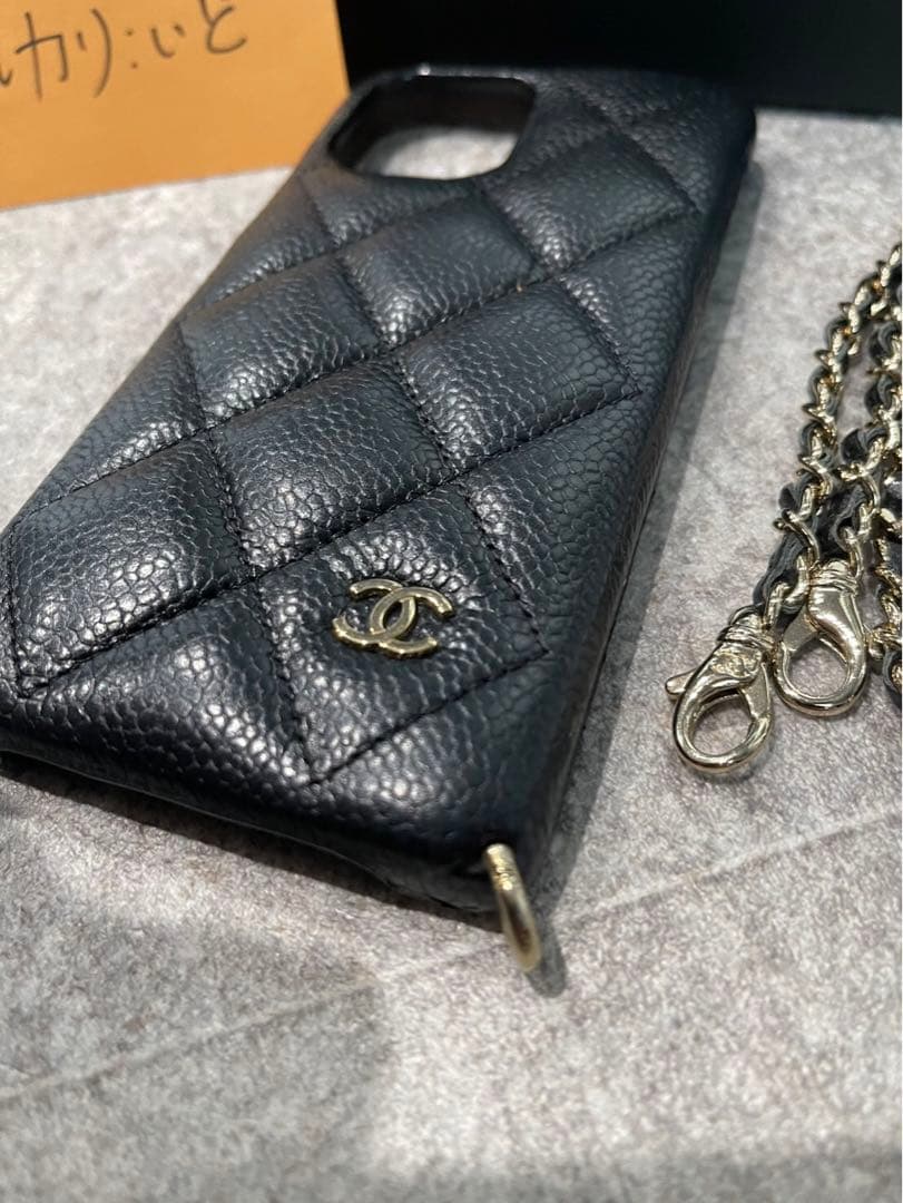 シャネル iPhone 12 ケース ブラック 確実正規品
