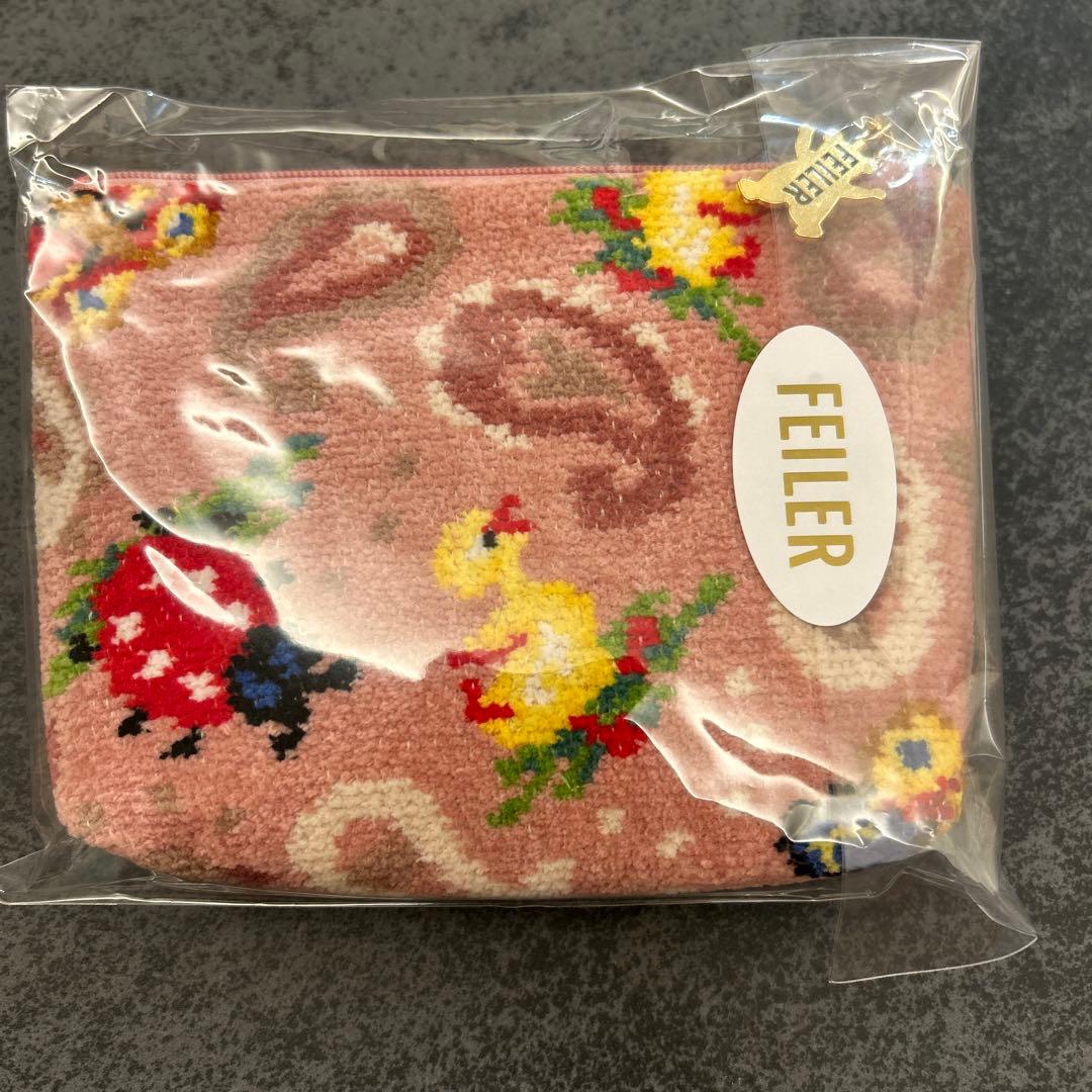 フェイラー　ハイジ 近沢レース ハンカチ　ハイジペイズリー 舟型ポーチ　ピンク