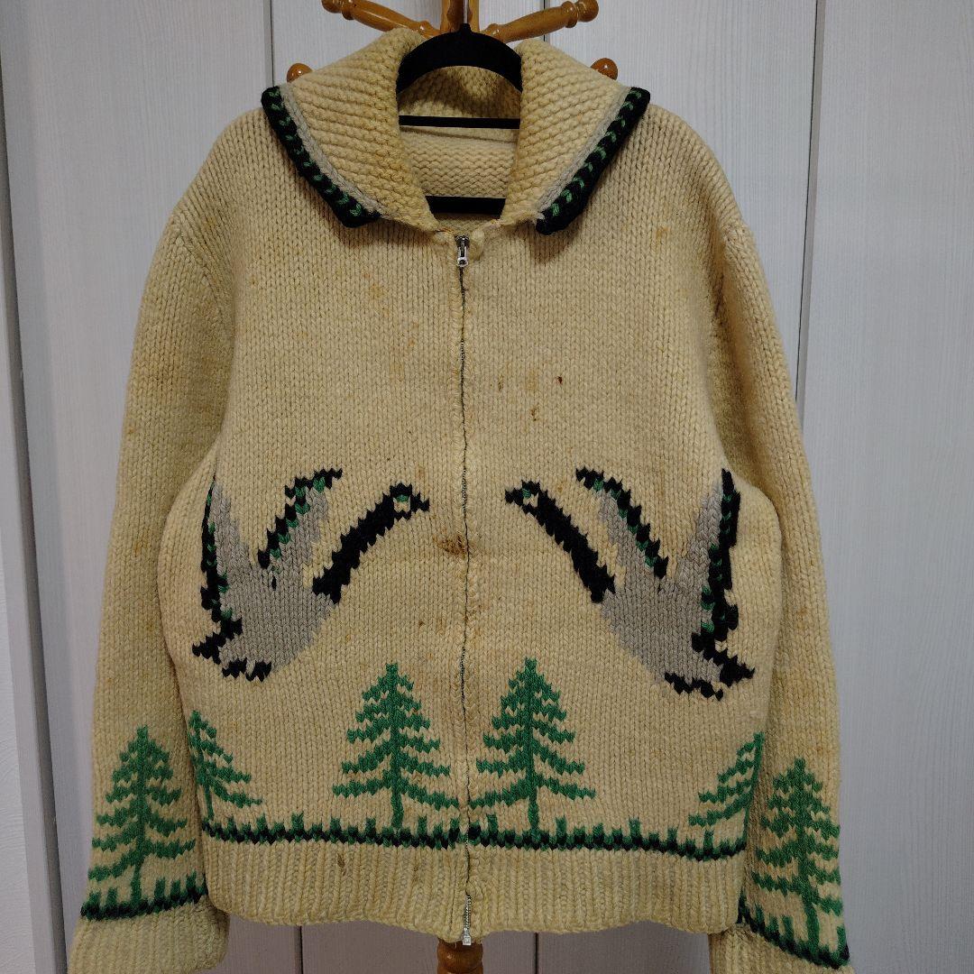 70s　カウチンセーター　ライトニングジップ　要クリーニング
