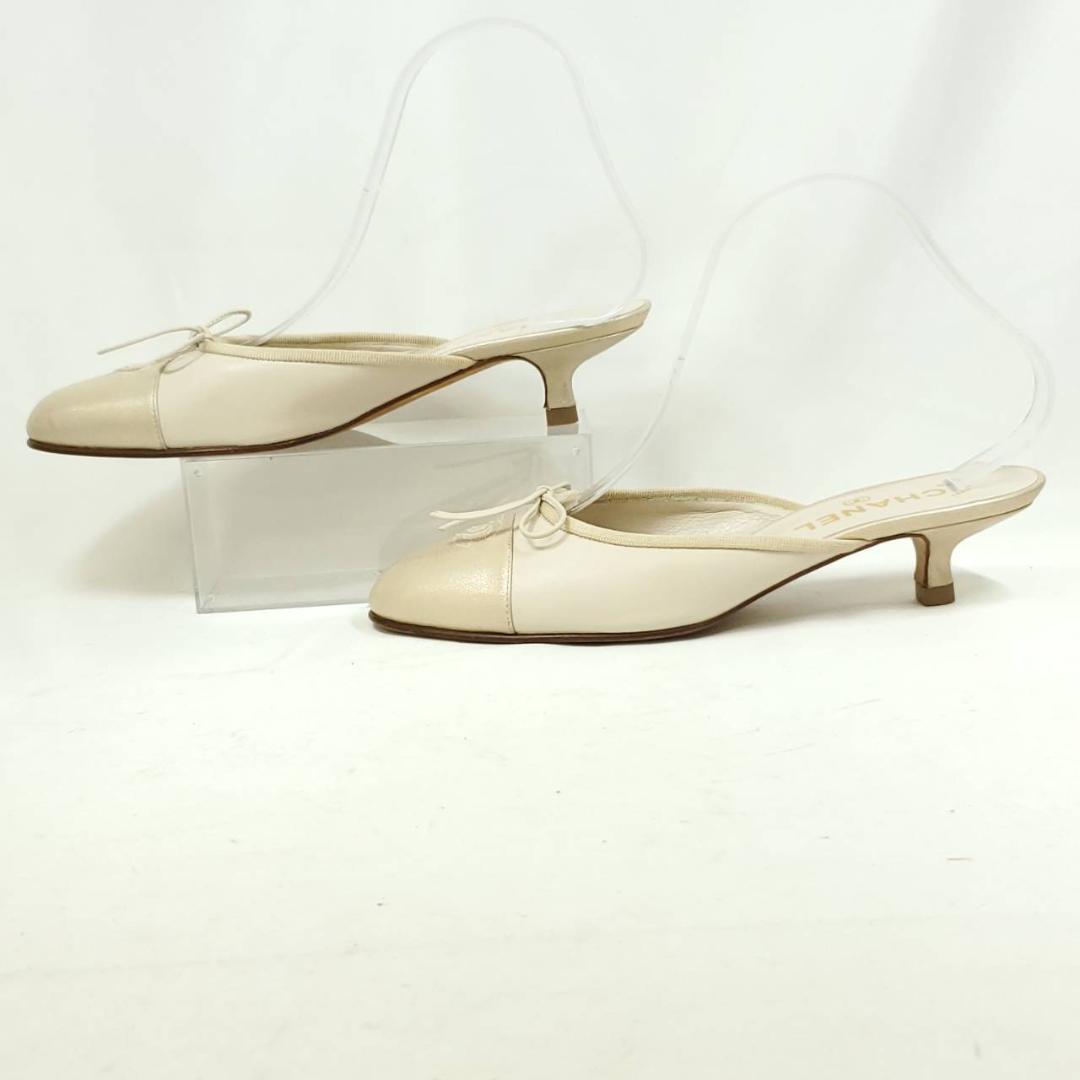 シャネル　ココマーク　ミュール　箱付き　ベージュ　EU37.5　イタリア製