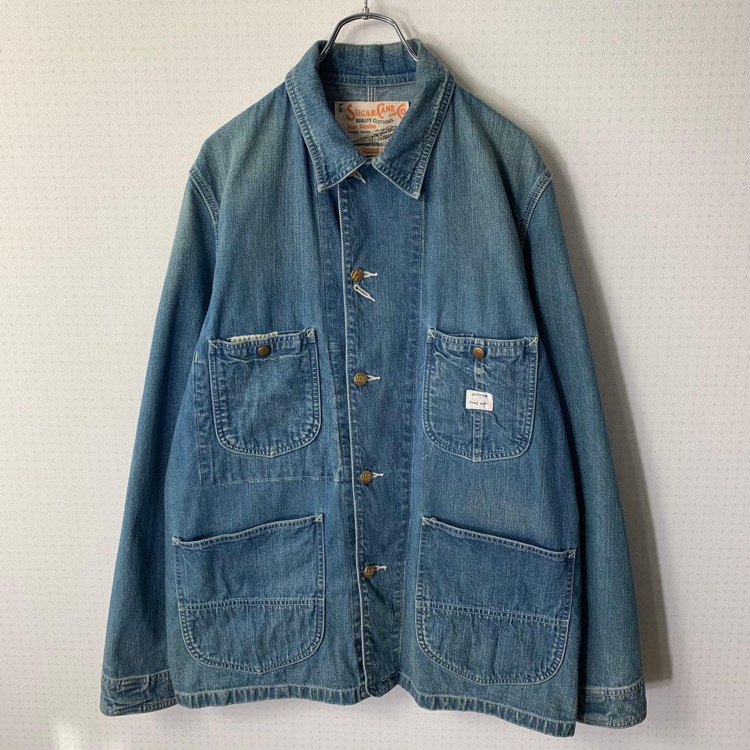 シュガーケーン 11ozデニムワークコート カバーオール ユーズドウォッシュ