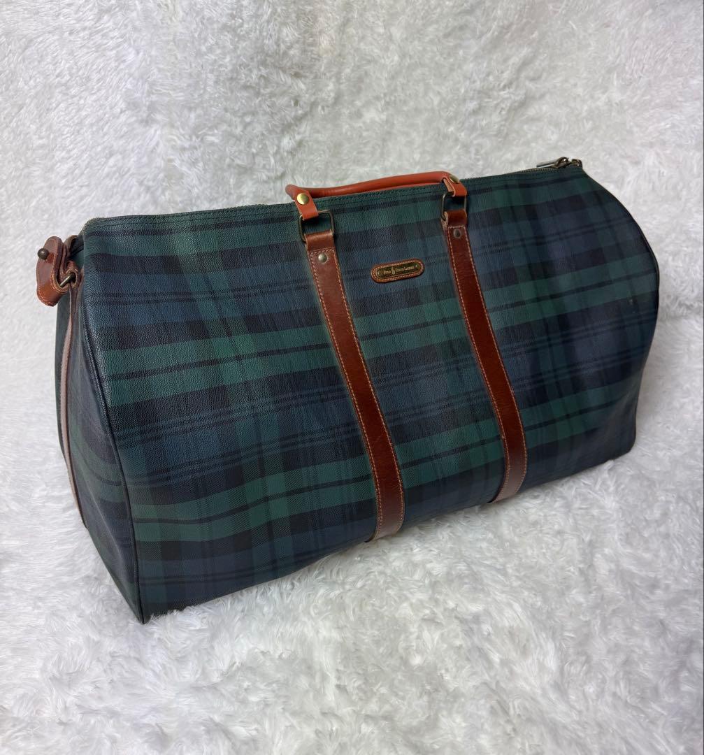 aky Polo Ralph Lauren チェック柄ボストンバッグ