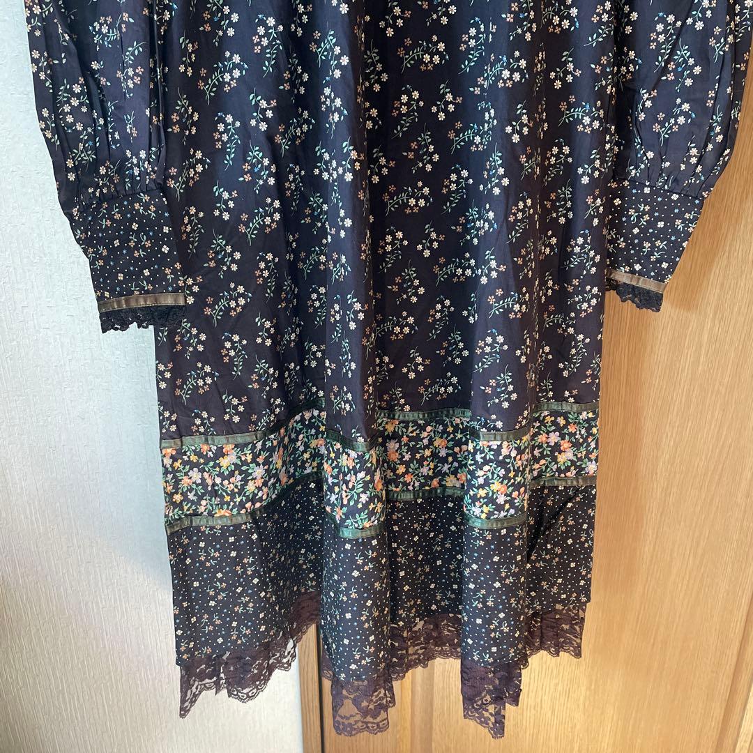 gunnesax 花柄ベロアワンピース