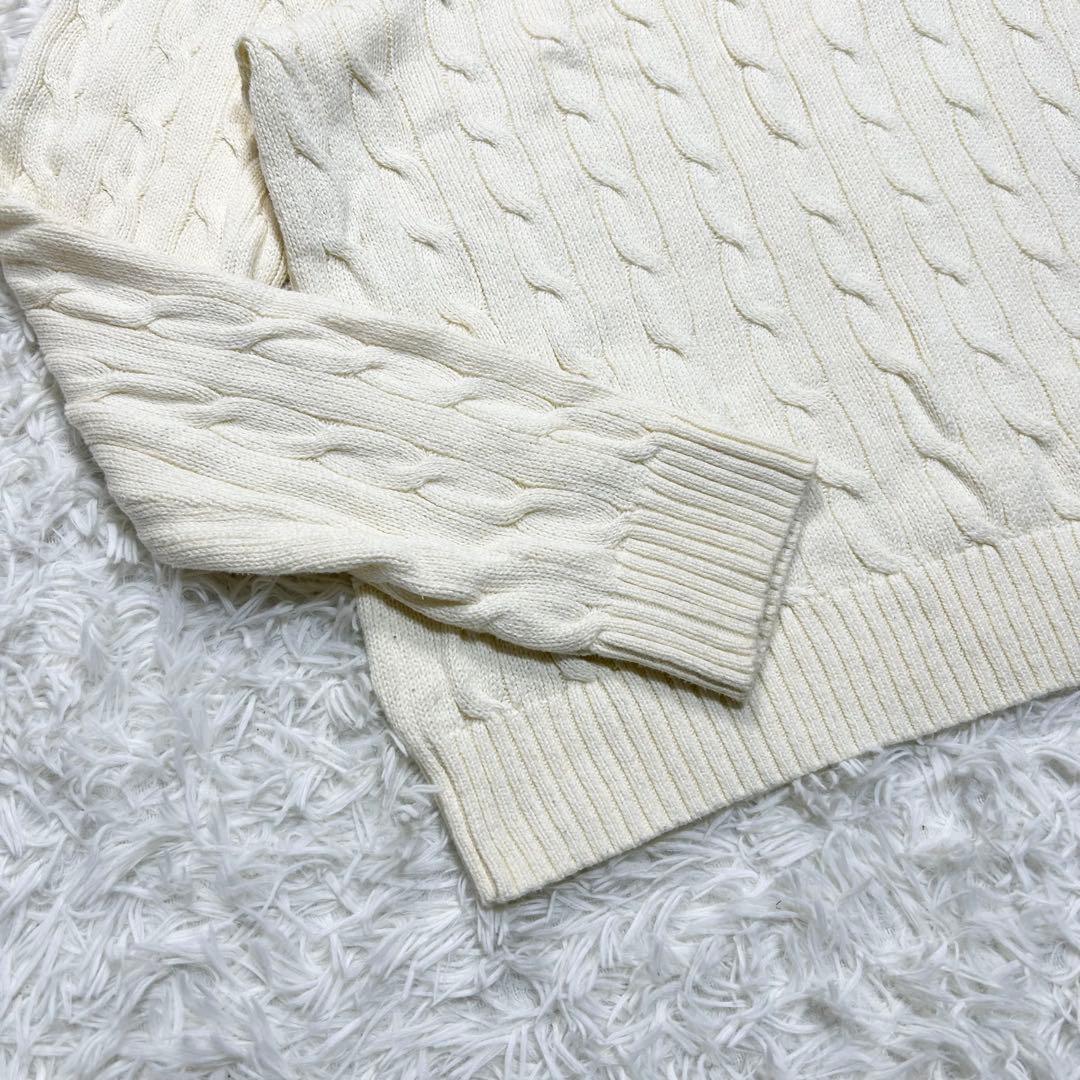 美品 大きめ 希少サイズ 近年 ポロラルフローレン ケーブルニット セーター 白
