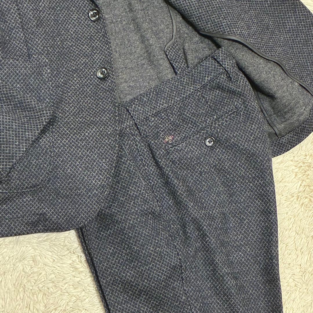 G-Stage 【秋冬】 紺 格子柄 トラベル アンコン ジャケット パンツ