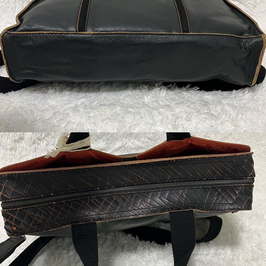 DIESEL レザー トートバッグ ダメージ加工 ブラック 2way パンク