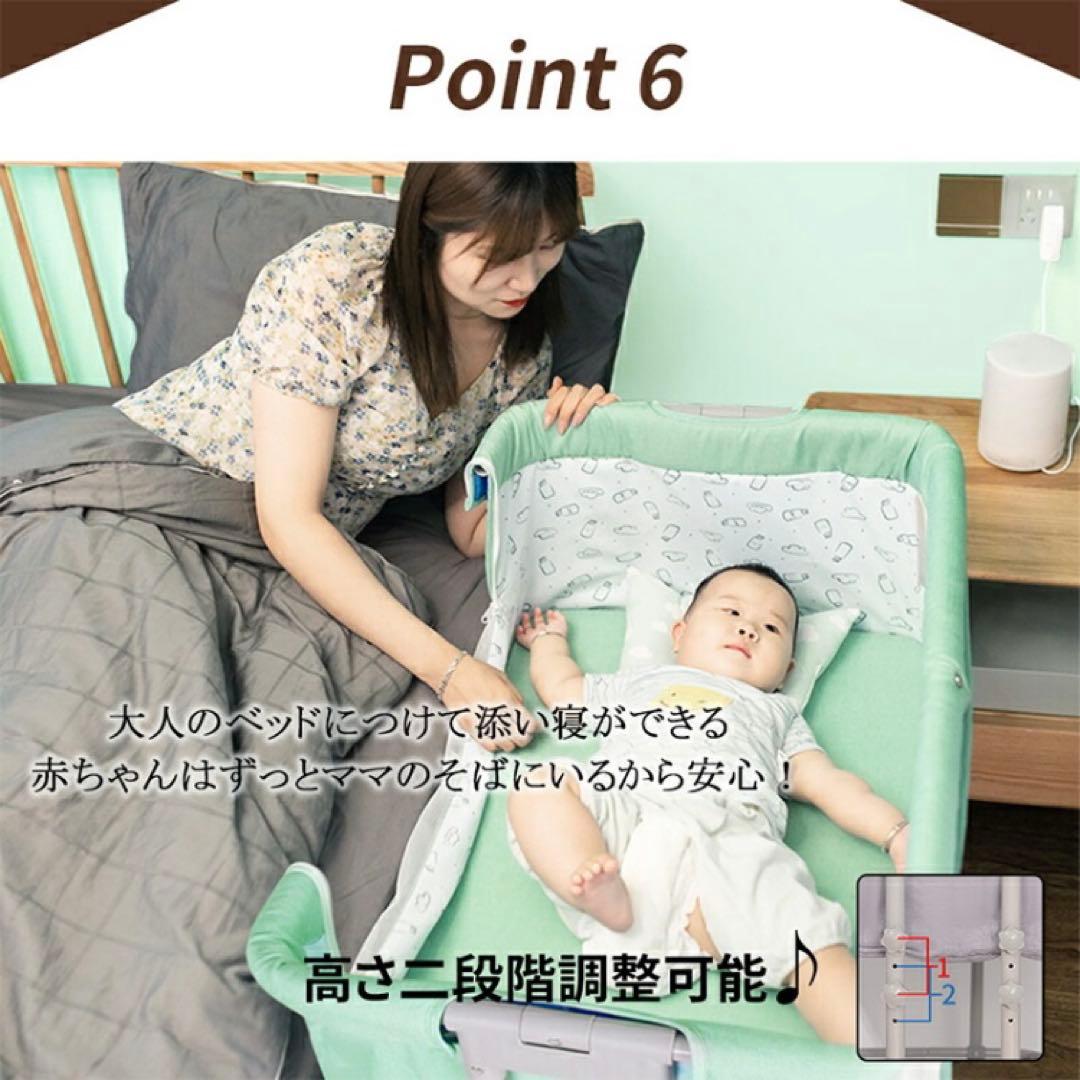 【新品同様】グレー ベビーベッド メッシュカバー付き