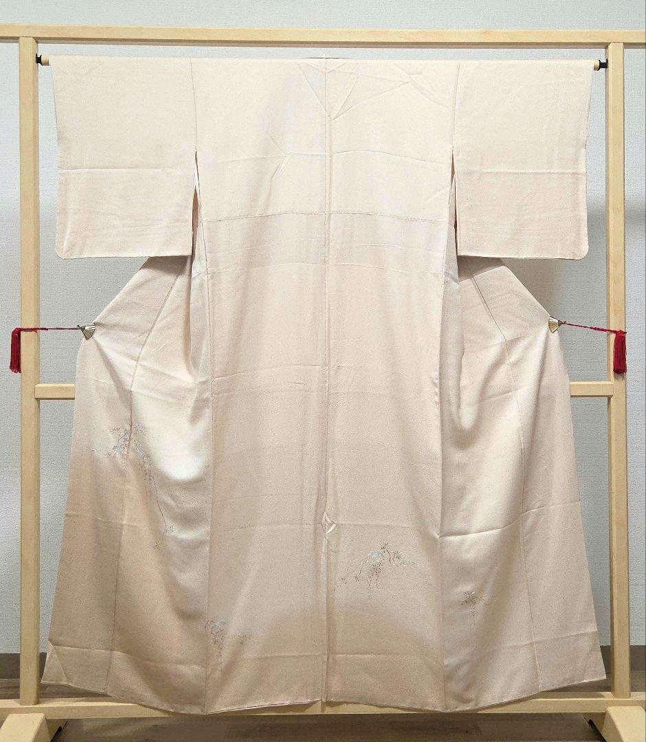 C 美品 中国三大刺繍 蘇州刺繍 暈し 藤の花 袷 正絹 付下げ 着物