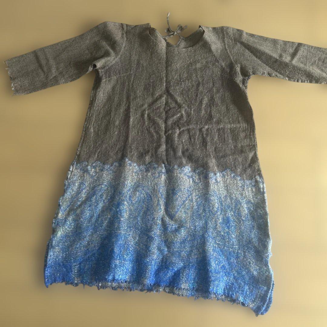 【45R】45rpm 毛麻混 ペイズリー切替チュニック グラデーション 2