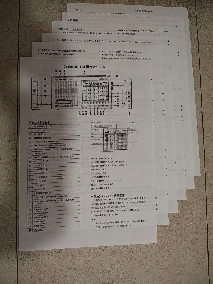 DEGEN DE1103 AM、FM、短波ラジオ