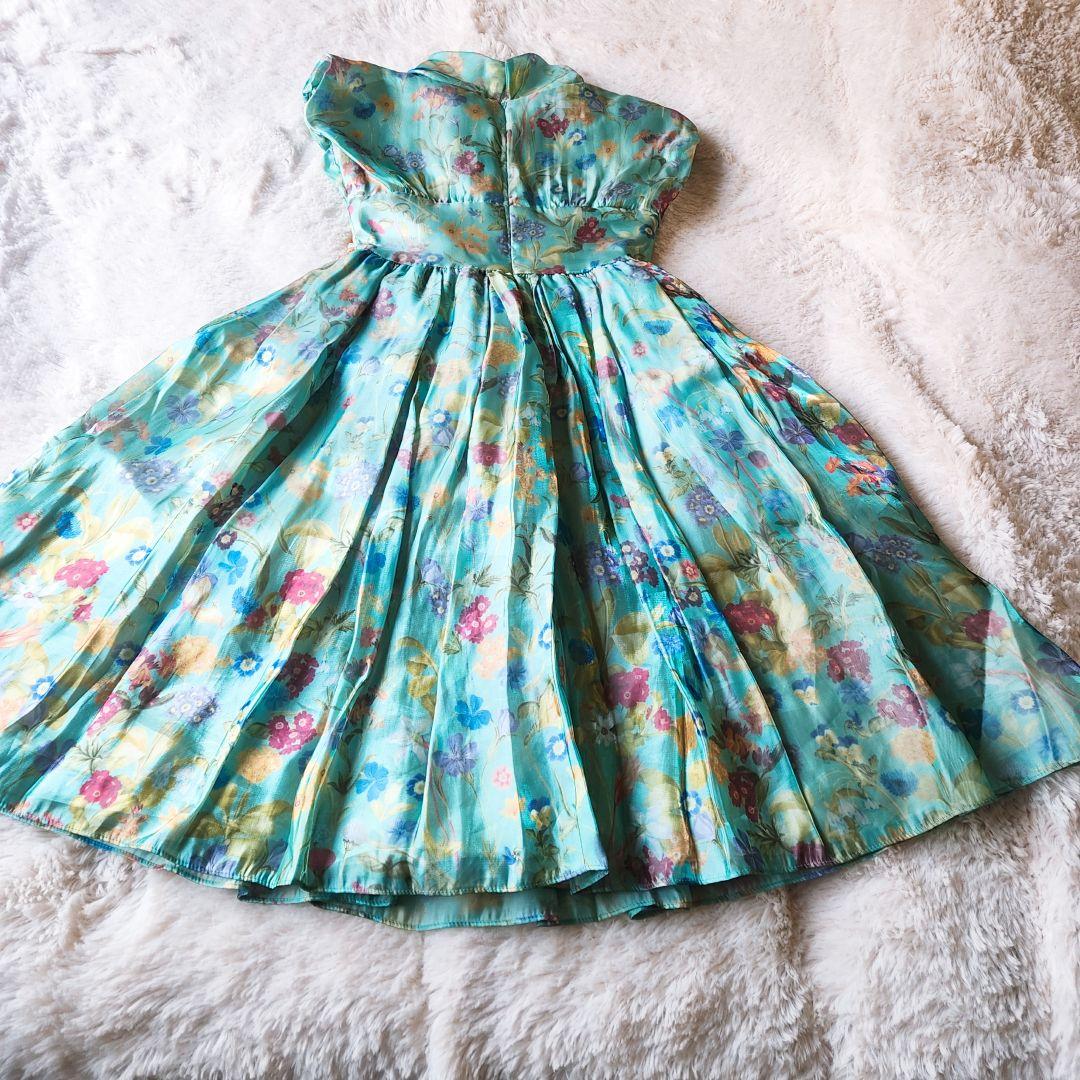 mezzo piano☆メゾピアノ☆140cm☆ドレス☆花柄☆グリーン☆リボン