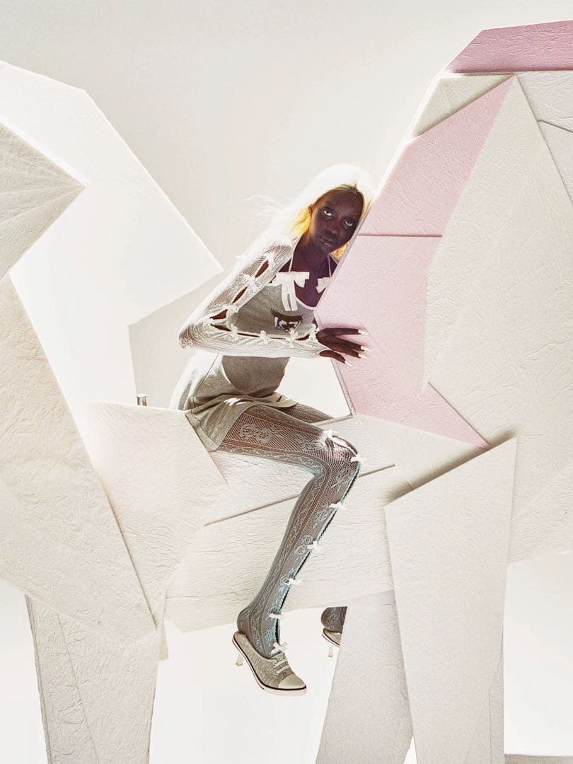 即日発送　NODRESS ブルー　ホワイト　リボン　タイツ　2024新発売