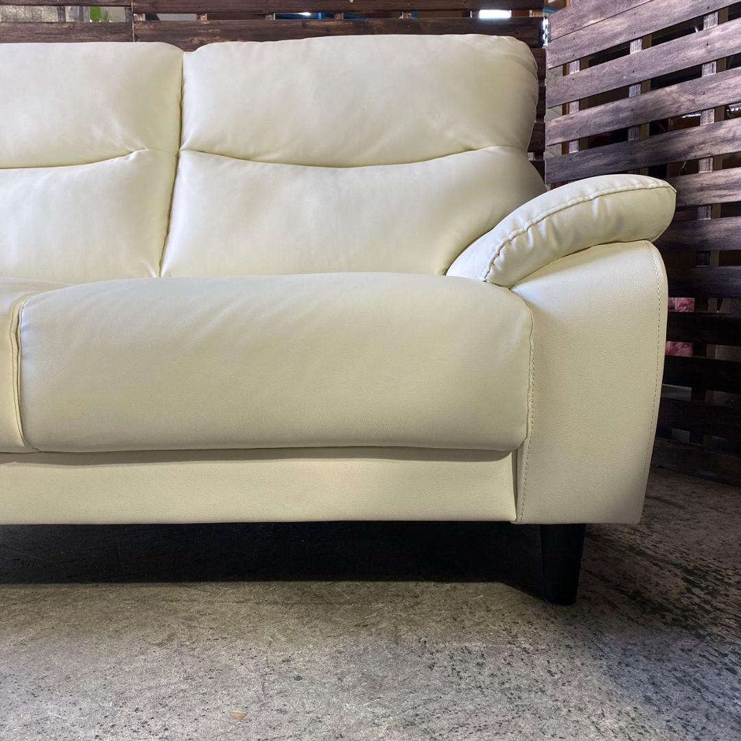 G290\" NITORI N-SHIELD 2シーター レザー ソファ ホワイト