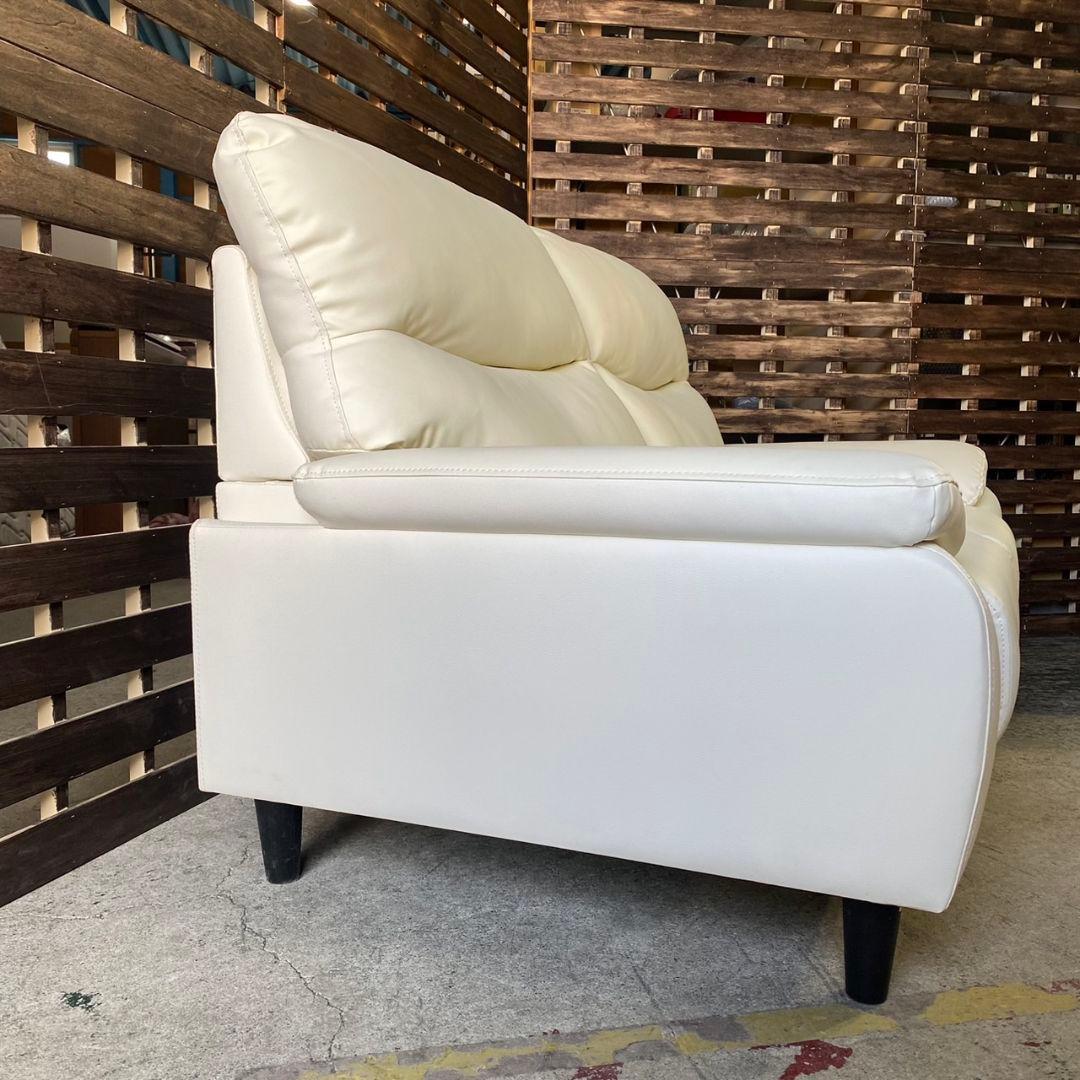 G290\" NITORI N-SHIELD 2シーター レザー ソファ ホワイト