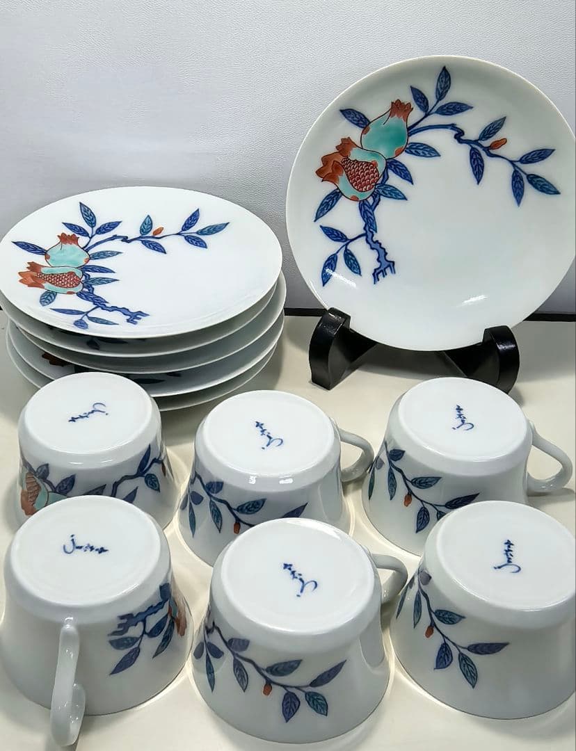 今右衛門錦柘榴絵紅茶椀　6客セット