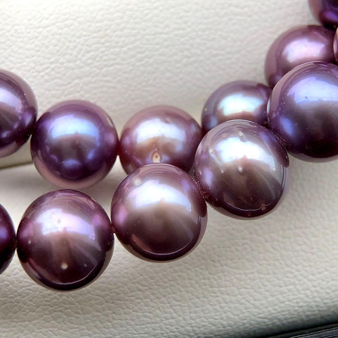 本真珠淡水エジソンパール　パープル系8-10㍉ネックレス連材BEN816