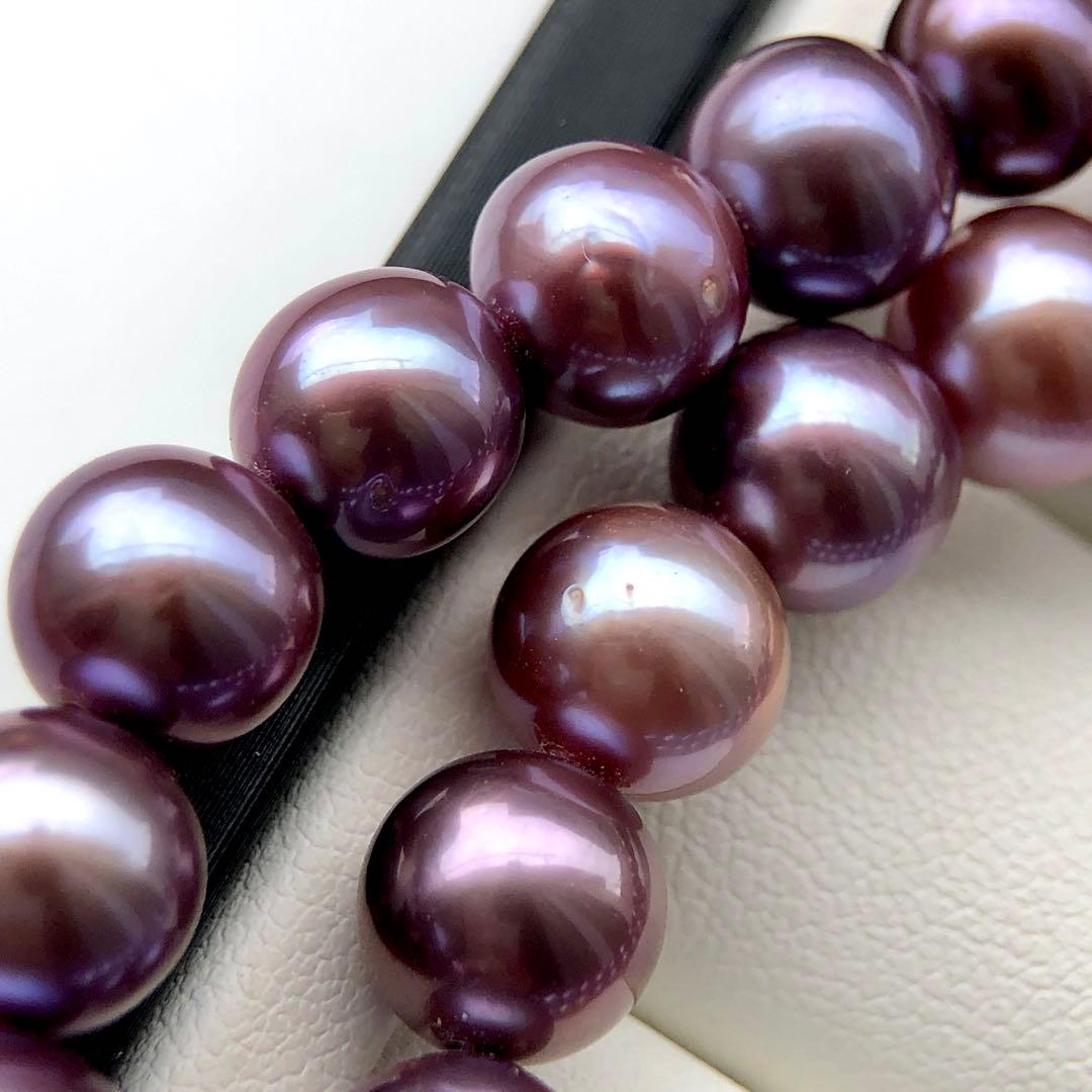 本真珠淡水エジソンパール　パープル系8-10㍉ネックレス連材BEN816