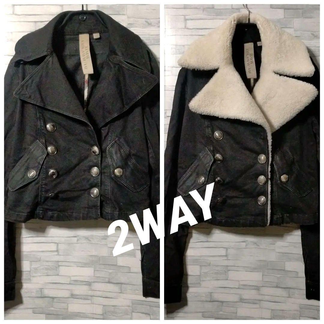 Anakies バーバリー　ファー襟付ショートブルゾンデニムジャケット