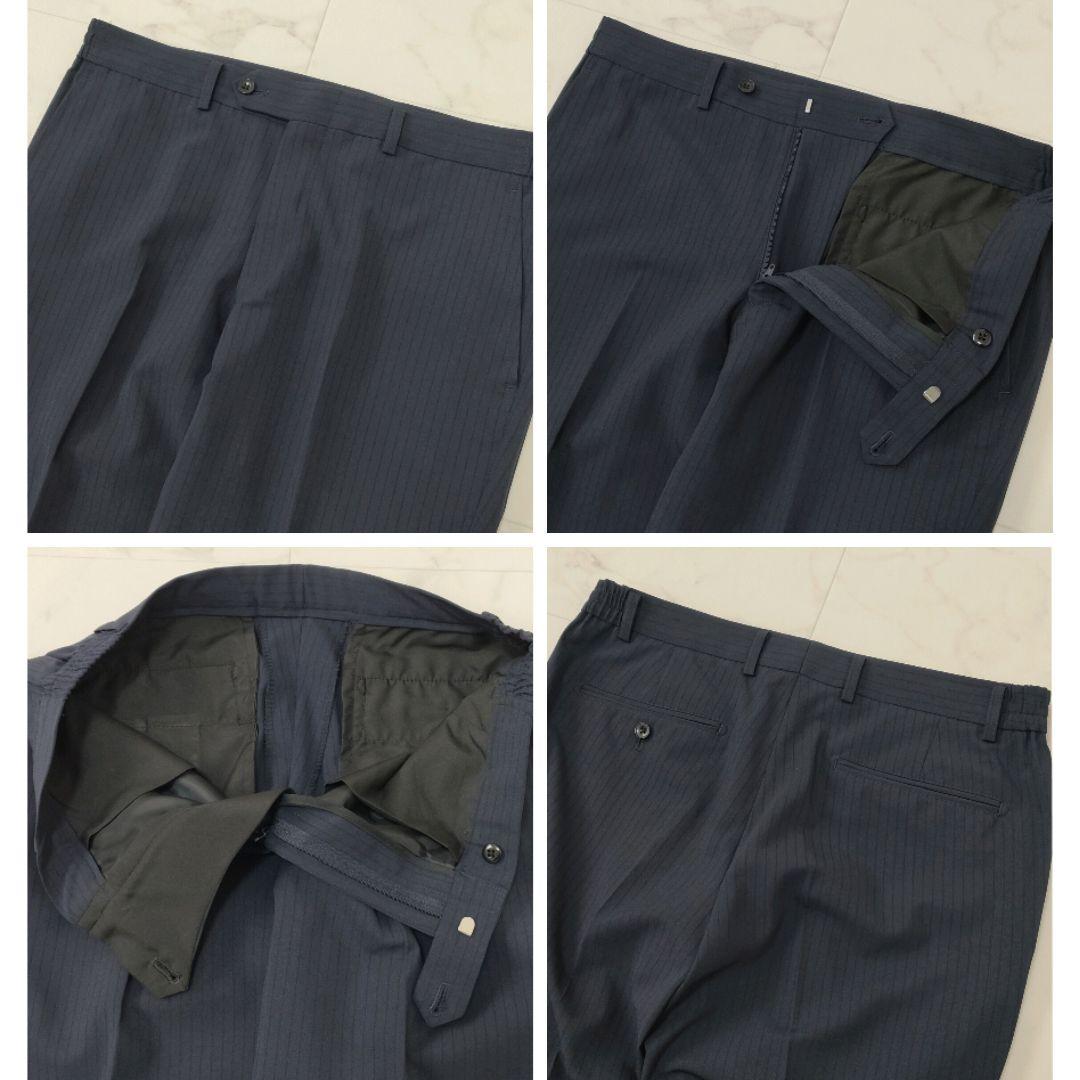 スーツセレクト　4Sシリーズ　3ピース　セットアップ　ストライプ　ネイビー　A6