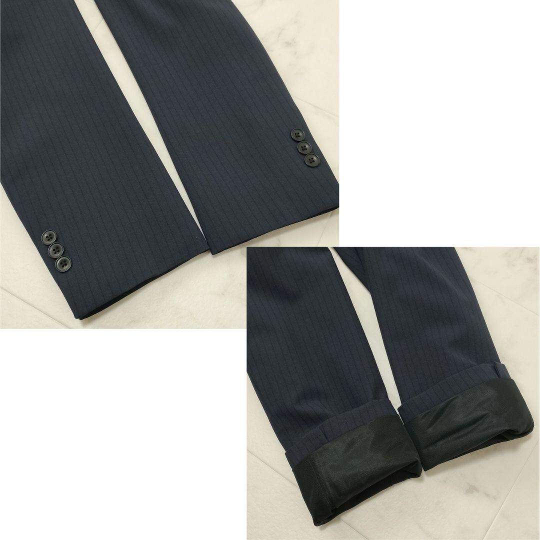スーツセレクト　4Sシリーズ　3ピース　セットアップ　ストライプ　ネイビー　A6