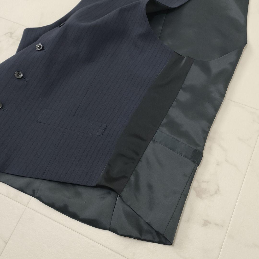 スーツセレクト　4Sシリーズ　3ピース　セットアップ　ストライプ　ネイビー　A6