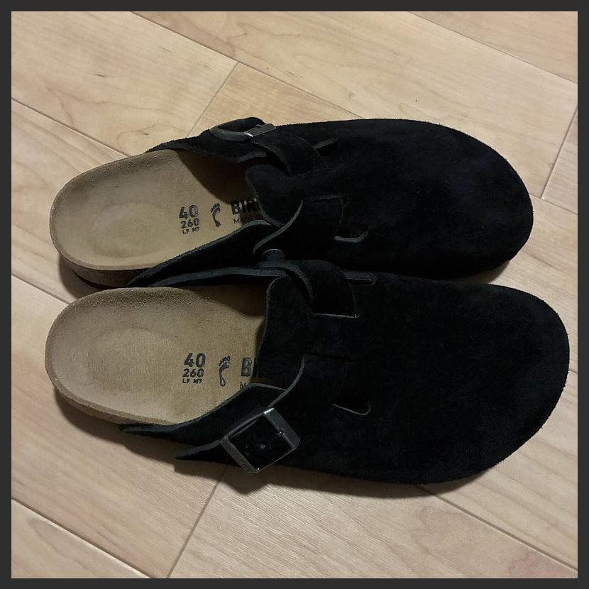 正規品 Birkenstock Boston 40 ブラック スエード 26