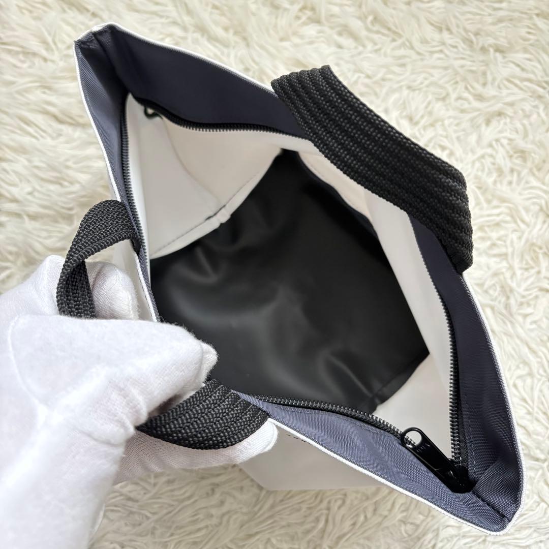 未使用級　エルベシャプリエ　舟形トートバッグ　Sサイズ　ホワイト×ブラック