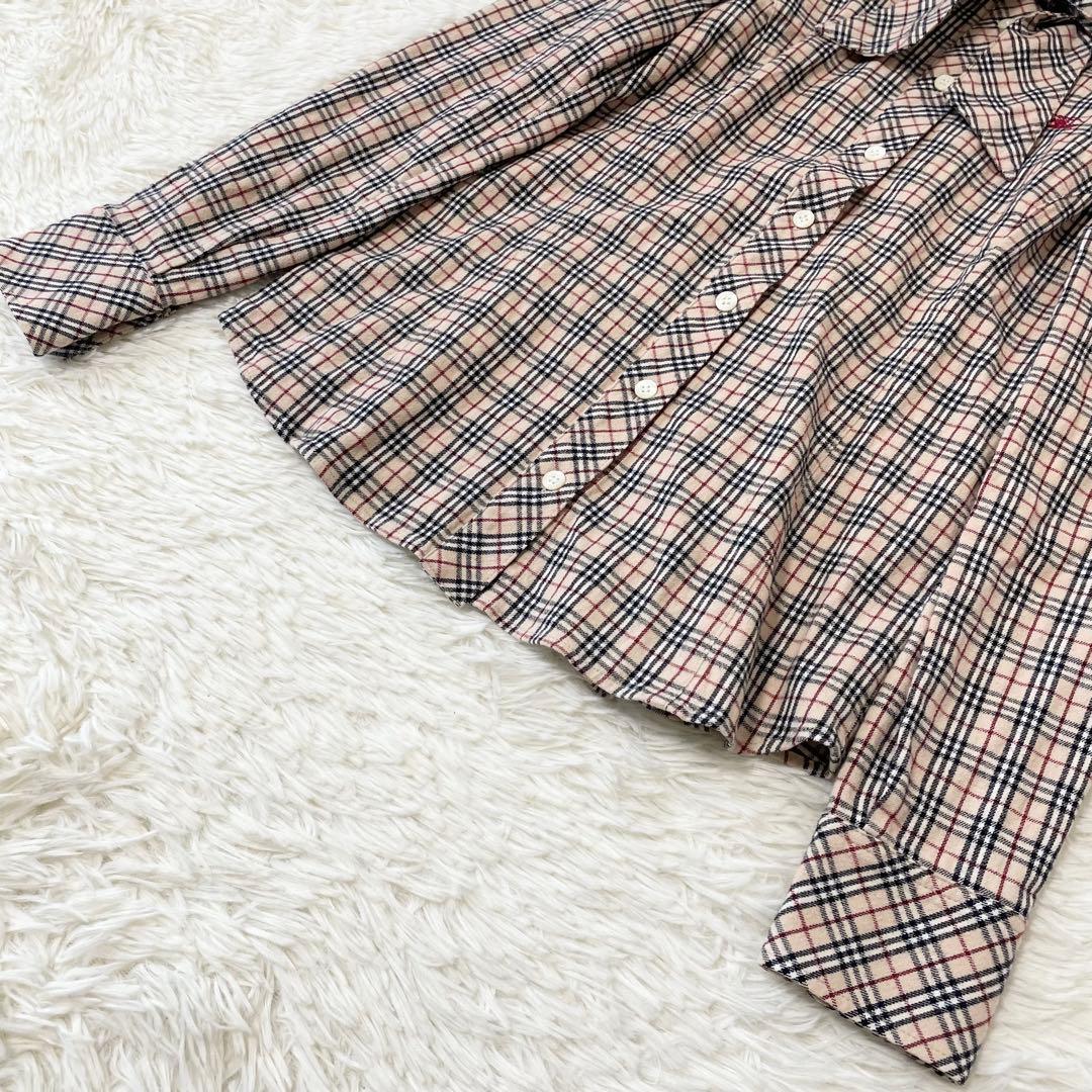 バーバリーブルーレーベル ノバチェック ボウタイリボン ブラウス コットン 36