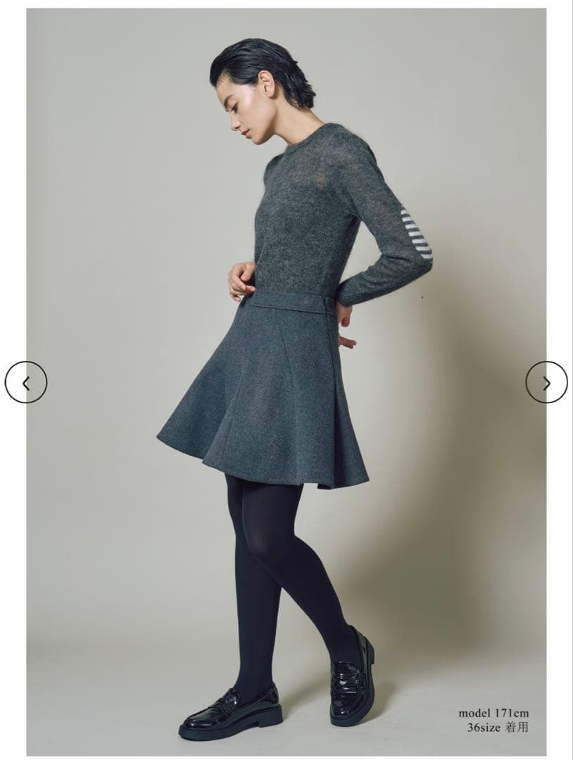 ボーダーズ アットバルコニー　25AWフレアミニスカート 38サイズ グレー