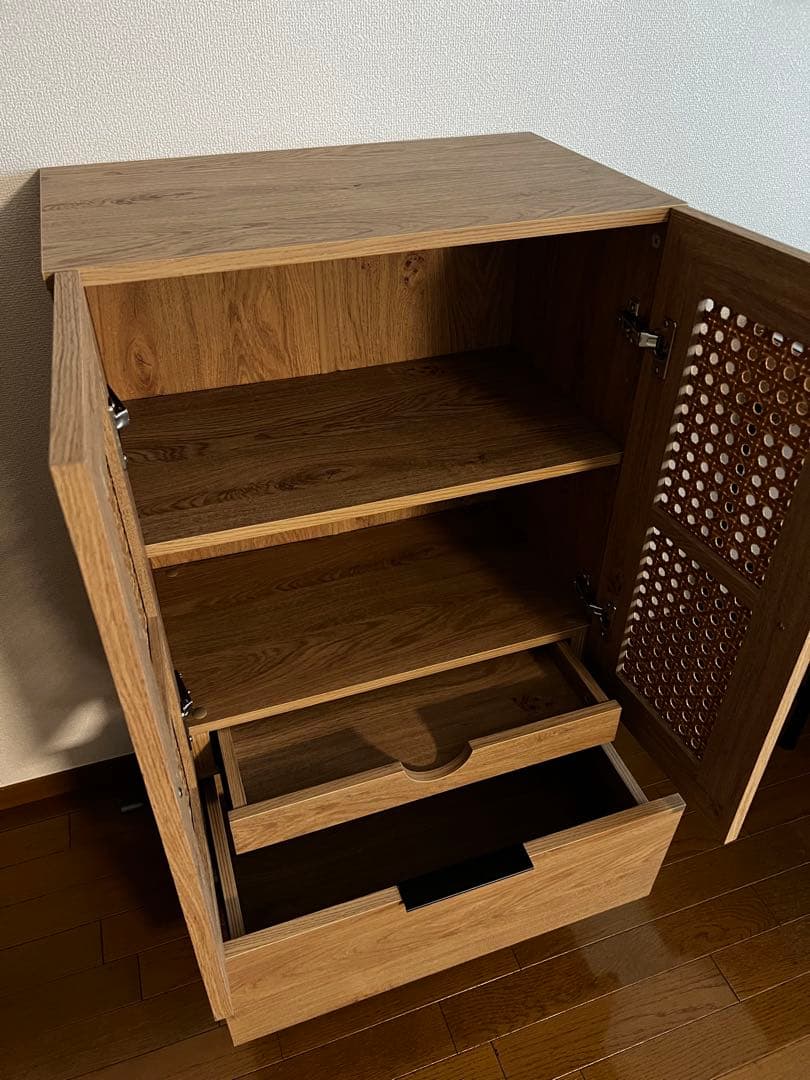 LOWYA ロウヤ　ラタン調　ハイチェストキャビネット　棚　ハイキャビネット