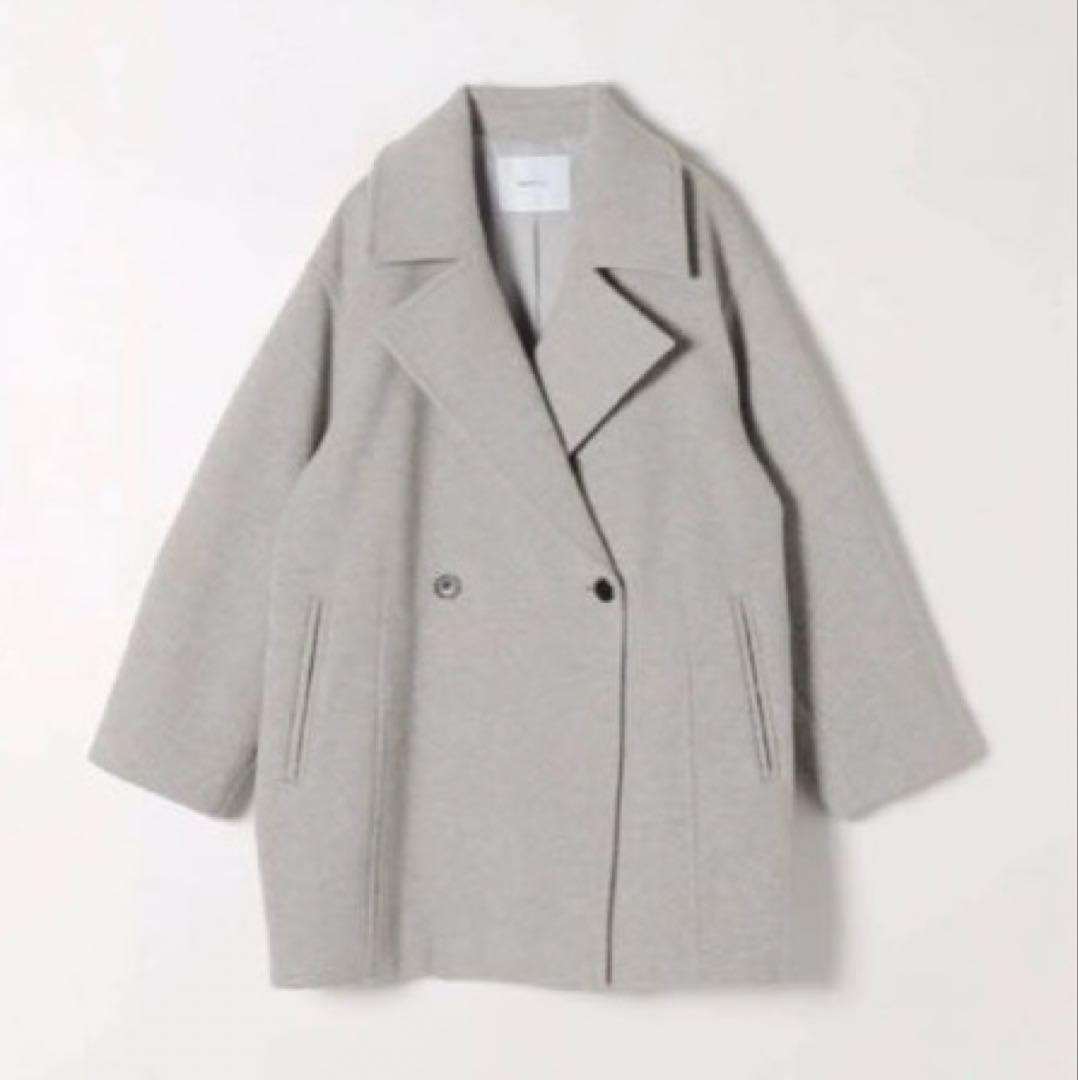 美品　SHIPSanyウール　テーラード コクーンショートコート　シップス