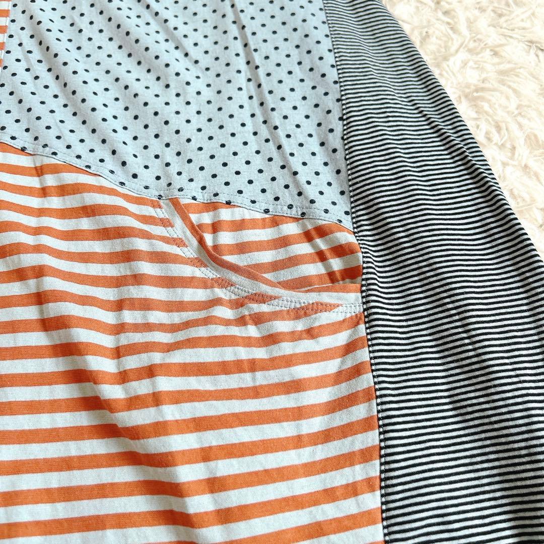 美品⁂センソユニコ⁂ロングワンピース　チュニック　アシメカラー　ボーダードット