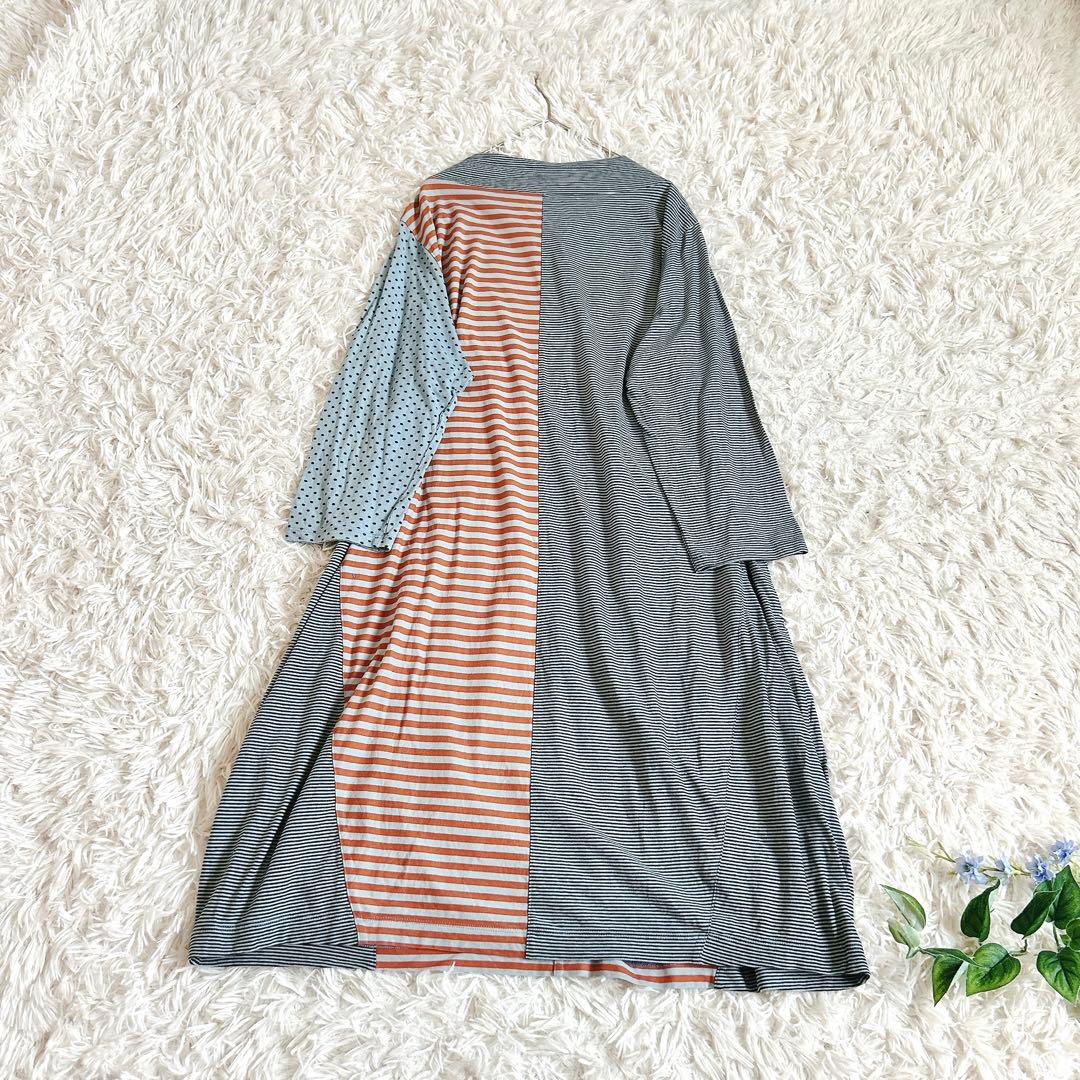 美品⁂センソユニコ⁂ロングワンピース　チュニック　アシメカラー　ボーダードット