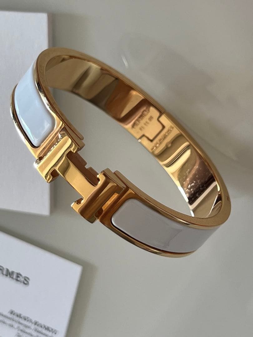 HERMES エルメス クリックH PMバングル ホワイト・ゴールド